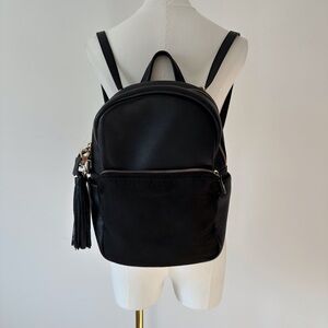 Poppy Barley Black Leather Backpack with Tassel